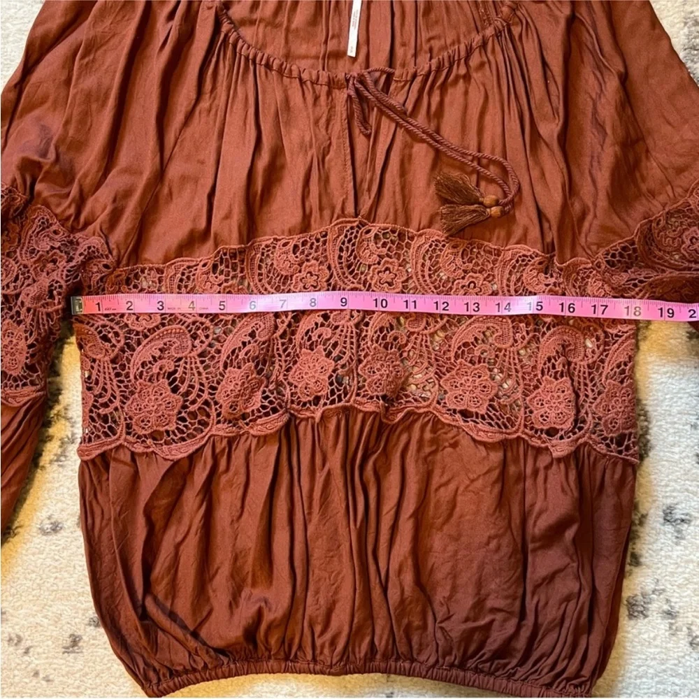 Free People Burnt Orange Crochet Blouse